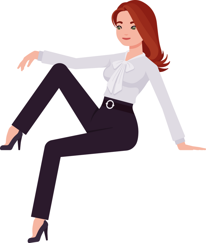 Business woman, assistant management consultant sitting leaning